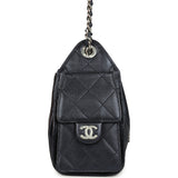 Chanel Mini 25 Hobo Bag Dark Blue Metallic Caviar Silver Hardware