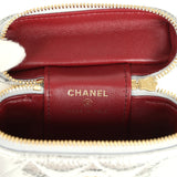 Chanel Micro Top Handle Vanity Case Bag Charm Metallic Silver Aged Calfskin Gold Hardware