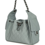 Chanel Small 25 Hobo Bag Light Blue Caviar Aged Ruthenium Hardware - Thumbnail View 5