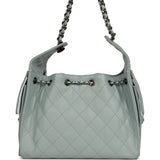 Chanel Small 25 Hobo Bag Light Blue Caviar Aged Ruthenium Hardware - Thumbnail View 4