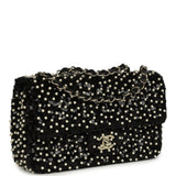 Chanel Small Pearl Beaded Flap Bag Black and White Sequins Light Gold Hardware