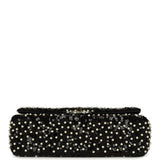 Chanel Small Pearl Beaded Flap Bag Black and White Sequins Light Gold Hardware