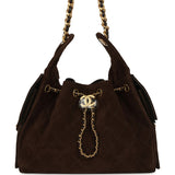 Chanel Small 25 Hobo Bag Dark Brown Suede Antique Gold Hardware - Thumbnail View 1