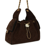Chanel Small 25 Hobo Bag Dark Brown Suede Antique Gold Hardware - Thumbnail View 2