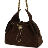 Chanel Small 25 Hobo Bag Dark Brown Suede Antique Gold Hardware - Thumbnail View 5