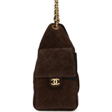 Chanel Small 25 Hobo Bag Dark Brown Suede Antique Gold Hardware - Thumbnail View 3