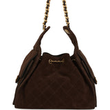 Chanel Small 25 Hobo Bag Dark Brown Suede Antique Gold Hardware - Thumbnail View 4