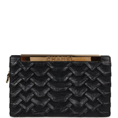 Pre-owned Chanel "Egypt" Clutch Black Aged Calfskin Gold Hardware