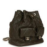 Chanel Mini Duma Drawstring Backpack Khaki Lambskin Light Gold Hardware