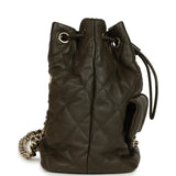 Chanel Mini Duma Drawstring Backpack Khaki Lambskin Light Gold Hardware