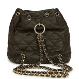 Chanel Mini Duma Drawstring Backpack Khaki Lambskin Light Gold Hardware