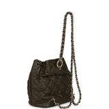 Chanel Mini Duma Drawstring Backpack Khaki Lambskin Light Gold Hardware