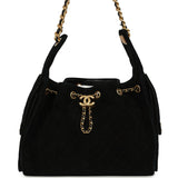 Chanel Small 25 Hobo Bag Black Suede Antique Gold Hardware