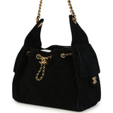 Chanel Small 25 Hobo Bag Black Suede Antique Gold Hardware