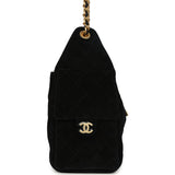 Chanel Small 25 Hobo Bag Black Suede Antique Gold Hardware