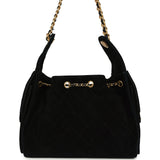 Chanel Small 25 Hobo Bag Black Suede Antique Gold Hardware