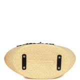 Chanel Large Shopping Tote Bag Beige Raffia and Black Lambskin Light Gold Hardware