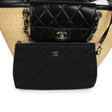 Chanel Large Shopping Tote Bag Beige Raffia and Black Lambskin Light Gold Hardware