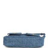 Chanel Small Supple Twins Hobo Bag Light Blue Denim Brushed Gold Hardware