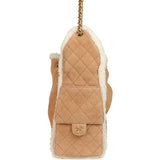 Chanel Medium 25 Hobo Bag Beige Suede and White Shearling Antique Gold Hardware
