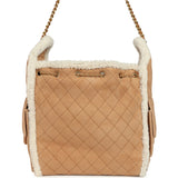 Chanel Medium 25 Hobo Bag Beige Suede and White Shearling Antique Gold Hardware