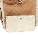 Chanel Medium 25 Hobo Bag Beige Suede and White Shearling Antique Gold Hardware