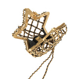 Pre-owned Chanel CC Star Minaudiere Clutch with Chain Black Leather Gold Hardware