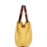 Chanel Mini Pouch Yellow Shiny Lambskin Tortoiseshell Plexiglass Gold Hardware