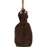 Chanel Maxi Hobo Bag Dark Brown Suede Antique Gold Hardware