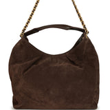 Chanel Maxi Hobo Bag Dark Brown Suede Antique Gold Hardware