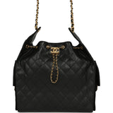 Chanel Medium 25 Hobo Bag Black Caviar Antique Gold Hardware