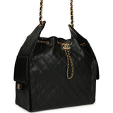 Chanel Medium 25 Hobo Bag Black Caviar Antique Gold Hardware