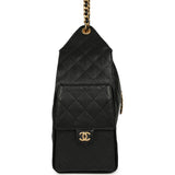 Chanel Medium 25 Hobo Bag Black Caviar Antique Gold Hardware