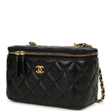Chanel Small Pearl Crush Vanity Case Black Lambskin Brushed Gold Hardware