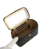 Chanel Small Pearl Crush Vanity Case Black Lambskin Brushed Gold Hardware