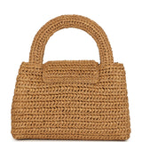 Chanel Small Kelly Dark Beige Raffia Brushed Gold Hardware