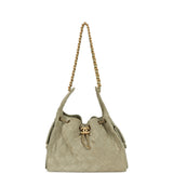Pre-owned Chanel Small 25 Hobo Bag Olive Green Suede Antique Gold Hardware