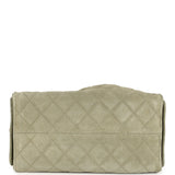 Pre-owned Chanel Small 25 Hobo Bag Olive Green Suede Antique Gold Hardware