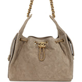 Chanel Small 25 Hobo Bag Dark Grey Suede Antique Gold Hardware