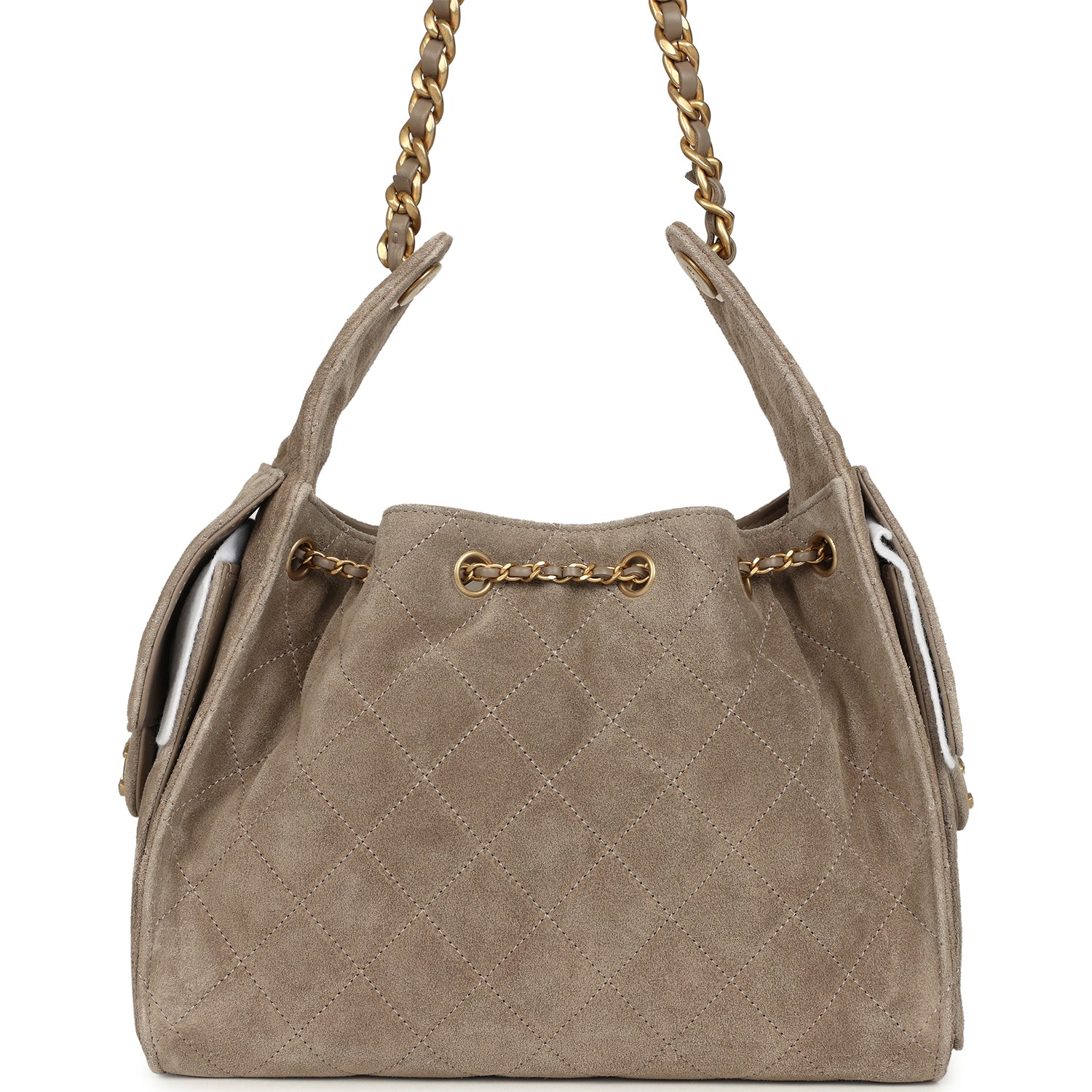 CHANEL 25S HOBO BAG 22 IN MOSS GREEN SUEDE WITH GOLD HARDWARE