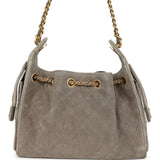 Chanel Mini 25 Hobo Bag Dark Grey Suede Antique Gold Hardware