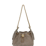 Chanel Mini 25 Hobo Bag Dark Grey Suede Antique Gold Hardware