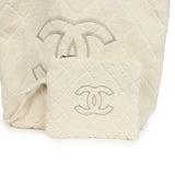 Chanel CC Beach Hobo Bag & Towel Set Ecru Terry Silver and Black Hardware