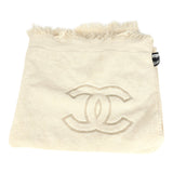Chanel CC Beach Hobo Bag & Towel Set Ecru Terry Silver and Black Hardware