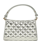 Chanel Small Quilted CC Shoulder Bag Metallic Silver Aged Calfskin Gold Hardware