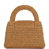 Chanel Small Kelly Dark Beige Raffia Brushed Gold Hardware - Thumbnail View 4