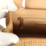 Chanel Small Kelly Dark Beige Raffia Brushed Gold Hardware - Thumbnail View 10
