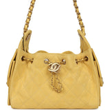Chanel Mini 25 Hobo Bag Yellow Suede Antique Gold Hardware - Thumbnail View 1