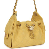 Chanel Mini 25 Hobo Bag Yellow Suede Antique Gold Hardware - Thumbnail View 2