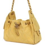 Chanel Mini 25 Hobo Bag Yellow Suede Antique Gold Hardware - Thumbnail View 5